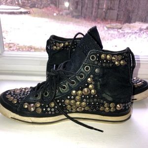 Diesel Studded Exposure denim sneakers.